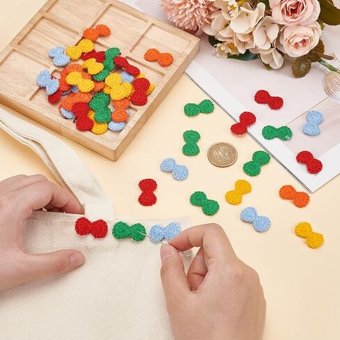 FINGERINSPIRE 42 Pcs Crochet Applique 3 Colors Knitting Wool Yarn Heart Patches Handmade Knitting Heart Shape Ornament Accessories for DIY Costume, Hat, Bag, Earrings or Hair Tie Accessories in Saudi Arabia