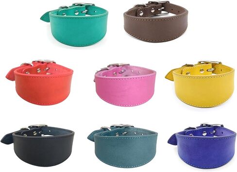 Wide Padded Dogs Collar Genuine Leathers Puppy Collars for Lurchers Italian Greyhounds Comfortable Pet Dogs Accessories in Saudi Arabia