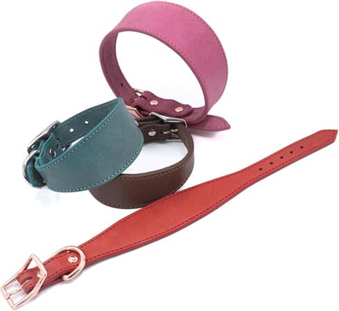 Wide Padded Dogs Collar Genuine Leathers Puppy Collars for Lurchers Italian Greyhounds Comfortable Pet Dogs Accessories in Saudi Arabia