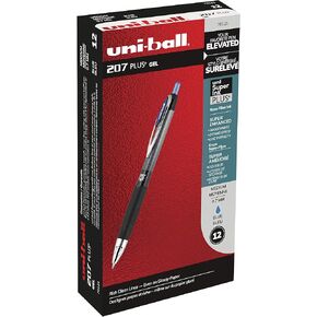Uni-Ball Signo 207+ Gel Pens 4 Pack, 0.7mm Medium Black, Smooth Writing Gel Ink Pens