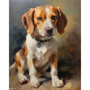 WUIVCTR DIY Paint by Numbers for Adults Beagle Dog Animal DIY Painting by Number Kits Oil Paint Drawing Canvas Home Decor, 16x20 inch Without Frame
