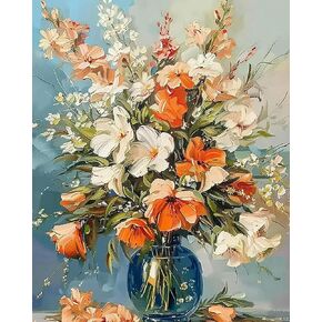 SVINOILER Flowers Paint by Numbers for Adults Blossom Wildflowers DIY Digital Paintings Acrylic Paint Canvas House Decor Flowers in Vase Artwork Kits Art 20x16 Inch Gift