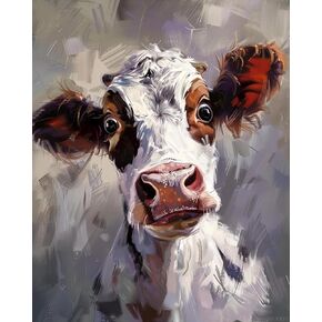 QACEYID Cute Cow Paint by Numbers Kit for Adults, Paint by Number on Canvas, Abstract Art Digital Oil Painting Kits Suitable for Home Wall Decoration Gift 20"x16"