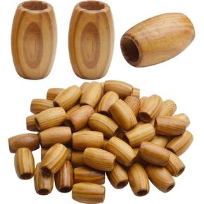 Natural Wooden Beads, 100Pcs Large Wooden Spacer Beads Unfinished Tube Beads with Grain for Bracelet Pendants Crafts DIY Jewelry Making, Hole 10mm