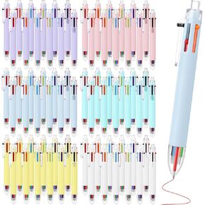 72 Pcs 6 in 1 Multicolor Option Pens 0.5mm Multicolor Pen in One Retractable Ballpoint Pens Assorted Inks for Ballpoint Birthday Party Favors Students Teacher Gifts Office Back to School Supplies
