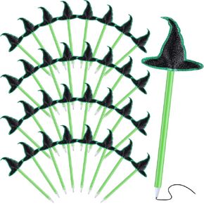 32 Pcs Witch and Princess Ballpoints Pens Pink and Green Party Favors Green Black Witch Hat Ballpoints Wand Shape Pens Bulk for Goodie Bags Party Theme Gifts