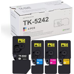 4 Pack TK5242 Toner Cartridge: Compatible TK5242K TK5242C TK5242M TK5242Y Replacement TK-5242 Toner for Kyocera ECOSYS P5026cdn P5026cdw M5526cdn M5526cdw Printer, Black 4500 Pages & Color 3500 Pages
