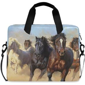 Running Horses Laptop Messenger Bag Case Sleeve Crossbody Briefcase for Men Women with Shoulder Strap Handle 13 14 15.6 inch