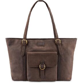 LEABAGS Verona Shopper I Genuine buffalo leather handbag for women, vintage look I Laptop up to 15 inches I Shoulder bag