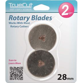 TrueCut, Rotary Cutter Replacement Blades for 28mm Rotary Cutter, Fabric & Paper Cutting Tool - Pack of 2