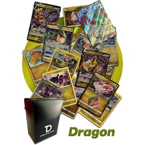 Dragon Type Pokemon Compatible TCG Assortment Bundle - Ultra Rare Card + 15 Random Cards + Dan123yal Deck Box