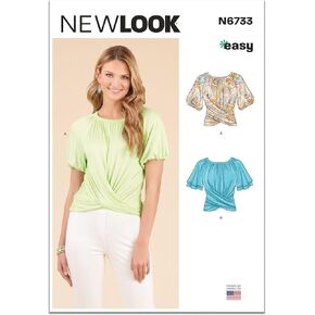 New Look UN6733A Misses' Knit Tops Sewing Pattern Packet, Design Code N6733, Sizes XS-S-M-L-XL-XXL