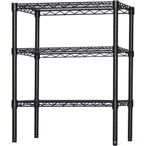 Shelving Inc. 4-Tier Black Epoxy Wire Shelving Unit, 8"D x 30"W x 34"H, Modern Industrial Style, 300 lbs Capacity Per Shelf