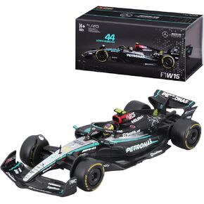 Bburago F1 Formula 1 MERCEDES AMG W15 (2024) WITH HELMET- HAMILTON - 1:43 Scale - Incredibly Detailed Die-Cast Replica Collectible Race Car Model, Black
