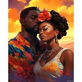 VNUIEHG African Americans Paint by Numbers Kits for Adults, Acrylic Oil Painting by Numbers Kits for Beginner with Paintbrushes Brushes Art Canvas for Home Decor 16x20 inch / 40x50 cm