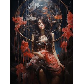 SKRYUIE Paint by Numbers Woman for Adults, Acrylic Oil Painting by Numbers Kits for Beginner with Paintbrushes Brushes Paintwork Art Canvas for Home Decor 16x20 inch / 40x50 cm B1566