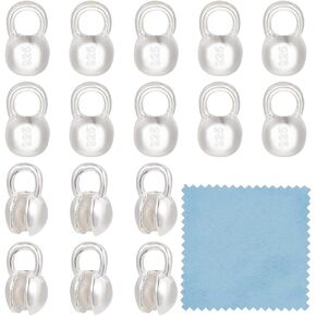 BENECREAT 20Pcs 925 Sterling Silver Crimp Cover Beads, 5.5x3mm Round Bead Tips Calotte Ends, Clamshell Knot Cover for Jewelry Making DIY Findings Crafts, Hole: 1.6mm