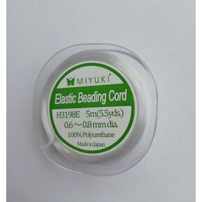 1 pc Elastic Beading Cords 20 m x 0.3-0.5 mm, White, Miyuki, Polyurethane, Japan