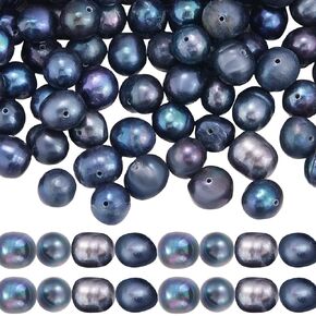 SUNNYCLUE 1 Box 80Pcs Natural Black Pearl Beads Freshwater Pearls Beads Cultured Real Genuine Round Hole Baroque Irregular Spacers for DIY Jewelry Craft Making Necklace Bracelets Beginners