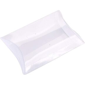 20pcs Pillow Gift Boxes Clear Plastic Mini Gift Candy Treat Transparent Packing Box Party Favors Vintage Boxes for Wedding Ring Jewelry Candy Party(90mm x 70mm x 25mm / 3.5inch x 2.75inch x 0.98inch)