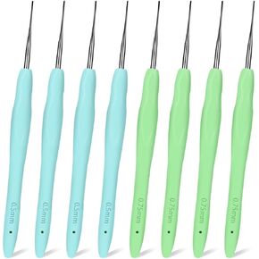 8 Pcs Crochet Hooks for Hair, 0.5mm 0.75mm Crochet Needle for Locs, Dreadlock Crochet Hook, Single Dreadlock Accessories for Braid Hair Weaving Locs Craft