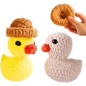 CSWCS Crochet Kit for Beginners, Amigurumi Crocheting Animal Kits, with Step-by-Step Video Tutorials, Easy Learn How to Knitting Supplies for Adults and Kids (2 Pack Ducks)