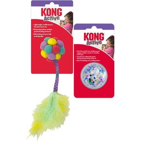 KONG Active Cat Toys – 2 Pack – Durable Interactive Cat Toy Set for Indoor Cats – Promotes Exercise, Hunting Instinct & Play (Scrunchie/Pull-A-Partz Yarnz) in Kuwait