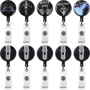 Geyoga 5 Pieces X-Ray Badge Reel Retractable Radiology Tech Badge Holder with Swivel Alligator Clip ID Nursing Name Reel for Nurse Doctors Teacher Student Volunteer, 5 Styles