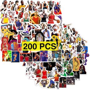 Sports Stars Basketball Stickers（200 Pcs）.Sports Decor Vinyl Decals Gifts Merch Party Supplies for Water Bottles Skateboard Luggage Scrapbook Kids Teens Adult