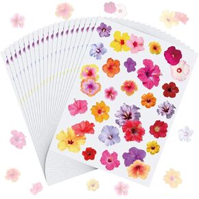 480 Pcs Hibiscus Stickers for Kids Colorful Luau Hawaiian Summer Hibiscus Flower Waterproof Sticker for Summer Tropical Party Crafts Teacher Classroom Reward DIY Supplies