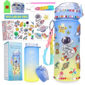 cviokrdu Decorate Your Own Water Bottle Kits for Boy Age 4-6-8-10-12,Water Bottle Diamond Art for Kids and Stickers for Kids,Crafts Girls Toys Birthday Christmas(Astronaut)