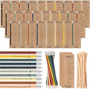 Yeaqee 50 Set Christian Church Gift Bible Verse Colored Pencils Bulk Religious Wood Pencils with Inspirational Bookmark Pray Sunday School Prizes Supplies for Back to School Student Teacher