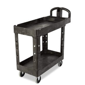 RUBBERMAID RM Utility Cart #500 2 Shelf Blk HD, 1 EA