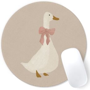 Coquette Pink Bow Goose Mouse Pad, Funny Silly Goose Mousepad Mouse Mat with Non-Slip Rubber Base for Home Office Desk Accessories, Aesthetic Office Supplies for Women, 7.9x7.9 Inch