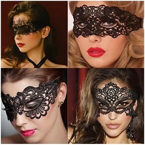 4pcs Black Lace Masquerade Mask Women Venetian Masks Lace Maskes for Party Evening Prom Ball Costumes Accessories