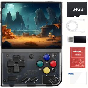 Miyoo Mini Plus Retro Handheld Game Console, Video Gaming Console, 3.5" Retro Gaming Console with 640*480 HD IPS Screen, 64G TF Card, Multiple Classic Games, 3000mAh Battery, Linux System-Gray