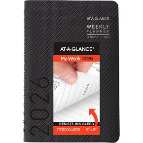 AT-A-GLANCE 2026 Planner, Weekly & Monthly, 5" x 8", Small, Contemporary, Charcoal (70100X4526)
