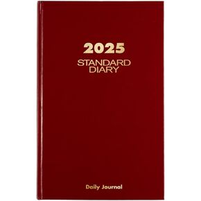 AT-A-GLANCE 2025 Diary, Daily, Standard Diary & Address Book, 7-3/4" x 12", Large, Hardcover, Red (SD3771325)