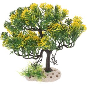 NOLITOY Aquarium Plastic Plants Decoration, Artificial Pink Bonsai Tree Hides Accessories for Betta Fish Goldfish