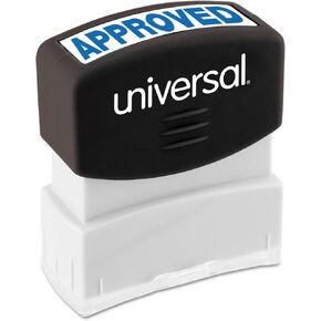 Universal UNV10043 Pre-Inked One-Color Approved Message Stamp - Blue