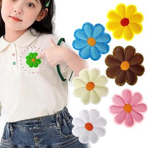 24PCS Colorful Flower Iron On Patches, Embroidered Daisy Applique Patches for Clothes, Jeans, Jackets, Dresses, Backpacks, Hats, DIY Repair & Craft Sewing Decorations