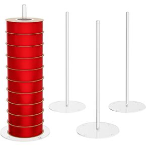 Ribbon Storage Rack Holder,4 Clear Acrylic Pack RibbonTape for Sewing Craft Mesh Thread Tape Wreath Crochet Roll Florist Arts Wrapping Gift (Height 15'')