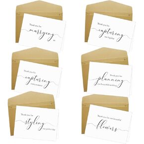 Spercy 18 Wedding Vendor Thank You Cads, Card for Wedding Photographer, Wedding Planner Card, Card For Florist, Band, Officiant, Hair Stylist
