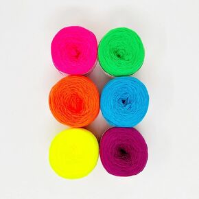 Omegacryl Neon Yarn Bundle: 6 Skeins, 100% Acrylic, Fingering & Sport Weights