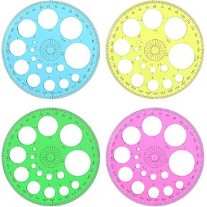 Circle Ruler and Circle Stencil Set, Multi-Function Circle Template for Drawing, Durable PVC Round Drawing Templates for Office, School, and Art Design Supplies, 4 Colors Available