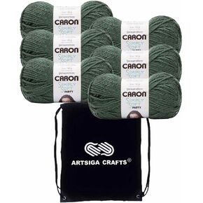 Caron Simply Soft Party Silver Sparkle H97PAR-8 (3-Skeins - Same Dye Lot) Worsted Medium #4 Acrylic Yarn for Crocheting and Knitting with Project Bag