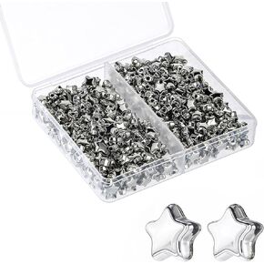 400Pcs Star Beads for Bracelets, Mabor Silver Star Beads for Jewelry Making, Spacer Bead, Plastic Pony Bead with Box for Necklace DIY Crafts Making