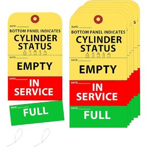 Cylinder Status Empty in Service Full Perforated Tags 100 Pcs Waterproof Gas Status Tanks Cardboard 5 x 2.5 Inch Full in Use Empty Cylinder Cardboard 4 Part Cylinder Tag for Cylinder (Cylinder)