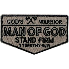 1 Timothy 6:11 Gods Warrior Man of God Patch, Christian 3 Inches Iron On/Sew On Embroidered Applique Fabric Bible Patches for Clothes Backpacks Hat Jeans, Embroidery Patches for God Lovers