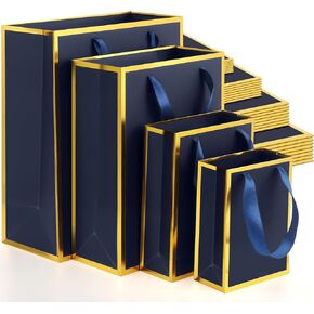 PerKoop 40 Pack Kraft Gift Bags Handled Paper 4 Sizes Goodie with Handles Gift Wrap Dessert Shopping Bags for Business, Boutique, Party Favors(Horizontal,Brown)